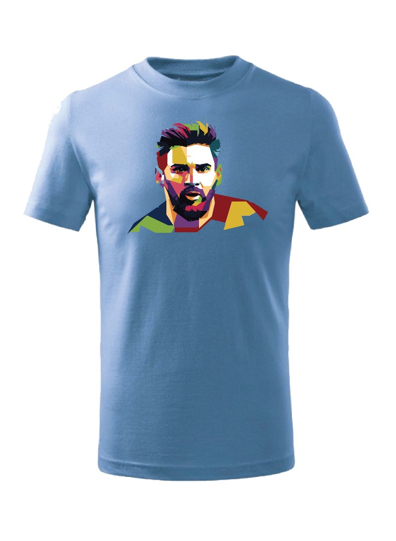 PRINTSHOP4ME Argentina Soccer Printed Round neck cotton T-shirt for Sports fan unisex Adults and Kids (Sky Blue) - Image 1