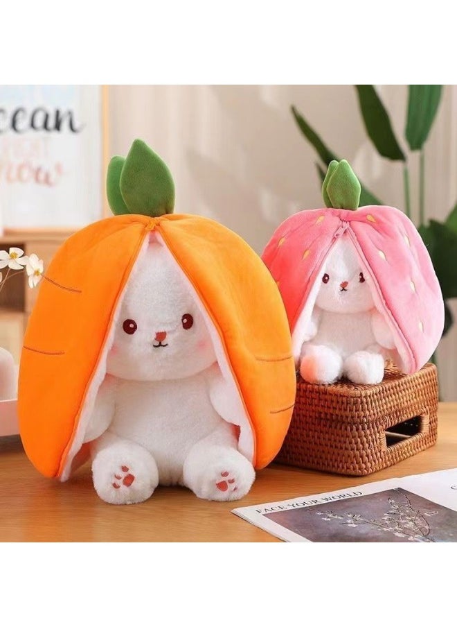 Strawberry Rabbit Doll Transformation Bunny Plush Toy Doll Carrot Birthday Gift Valentine's Day Pillow-Color:Strawberry Rabbit-Height:Large Size Full Length 50cm ]  - Image 2