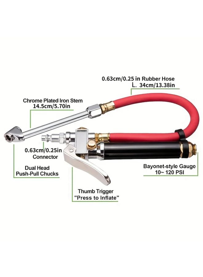 Heavy Duty Tire Pressure Gauge 10-120 PSI Inflator Tool for Cars Trucks Motorcycle - Image 3