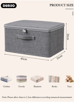 DUNISO 2PCS Large Storage Bags, Clothes Storage Bins with Zip Lid Foldable Closet Organizers Storage Containers with Durable Handles Thick Fabric Storage Box for Blanket Comforter Clothing Bedding  - Image 4