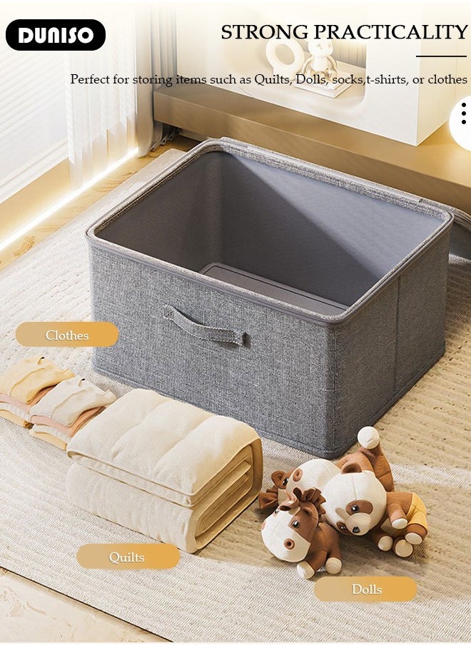 DUNISO - 2PCS Large Storage Bags, Clothes Storage Bins with Zip Lid Foldable Closet Organizers Storage Containers with Durable Handles Thick Fabric Storage Box for Blanket Comforter Clothing Bedding - Image 1