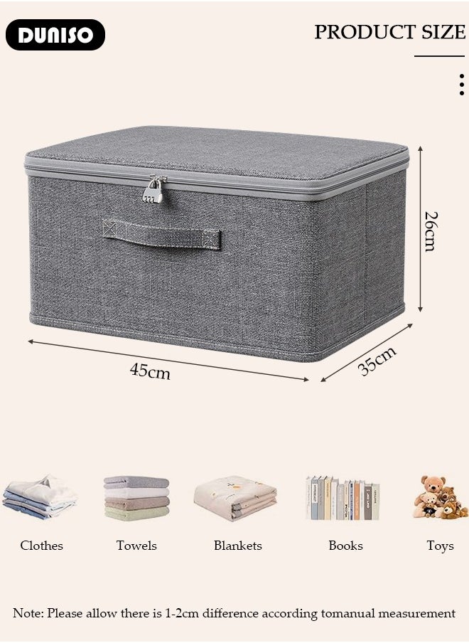 DUNISO - 2PCS Large Storage Bags, Clothes Storage Bins with Zip Lid Foldable Closet Organizers Storage Containers with Durable Handles Thick Fabric Storage Box for Blanket Comforter Clothing Bedding - Image 1