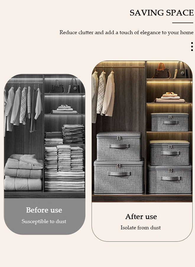 DUNISO 2PCS Large Storage Bags, Clothes Storage Bins with Zip Lid Foldable Closet Organizers Storage Containers with Durable Handles Thick Fabric Storage Box for Blanket Comforter Clothing Bedding - Image 2