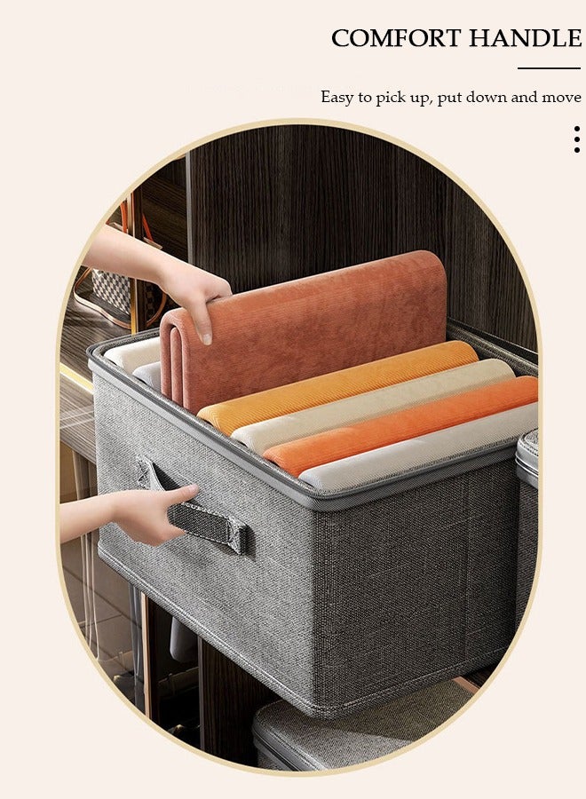 DUNISO 2PCS Large Storage Bags, Clothes Storage Bins with Zip Lid Foldable Closet Organizers Storage Containers with Durable Handles Thick Fabric Storage Box for Blanket Comforter Clothing Bedding - Image 5