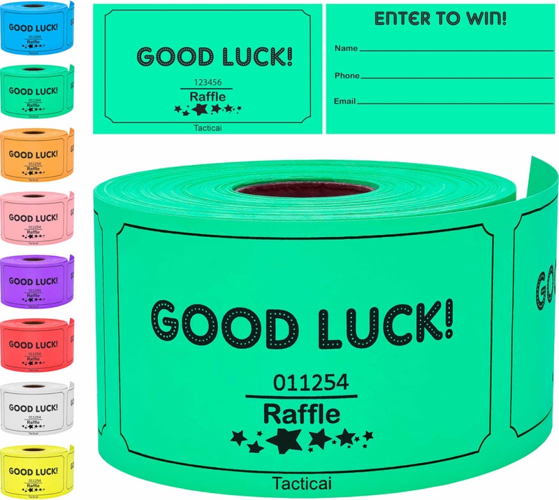 Tacticai 250 Raffle Tickets, Green (1 of 8 Colors), Raffle Cards, Entry Form with Name, Phone & Email for Events, Fundraiser & Prizes - Image 5