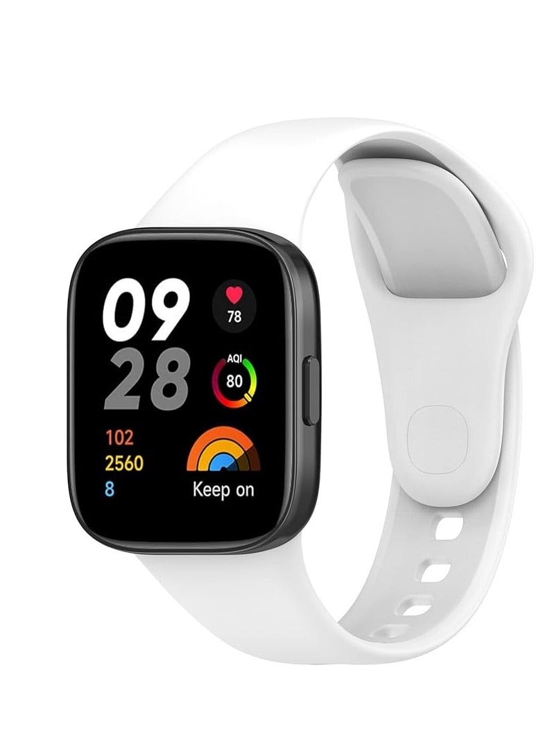 سوار ساعة من السيليكون متوافق مع ساعة شاومي ريدمي ووتش 3 ، سوار معصم رياضي من السيليكون  ابيض - Image 2