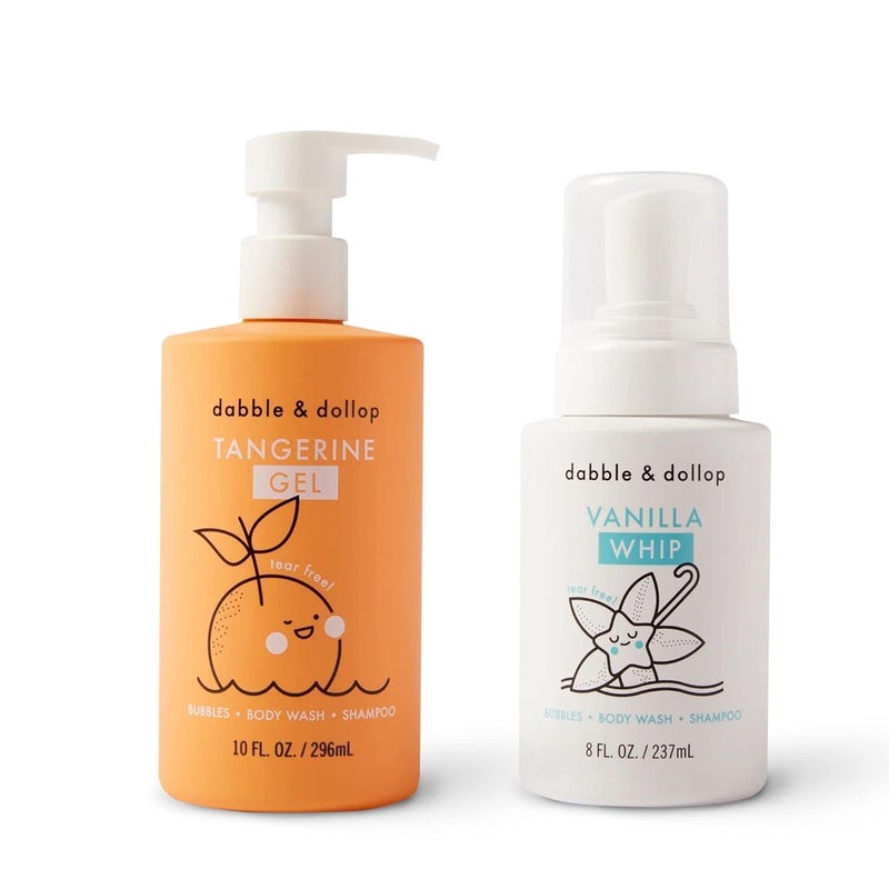 Dabble  Dollop Tangerine  Vanilla Body Wash  Shampoo  3 in 1 Natural Bubble Bath for Kids USAMade Paraben  Sulfate Free Vegan GlutenFree TearFree Pack of 2