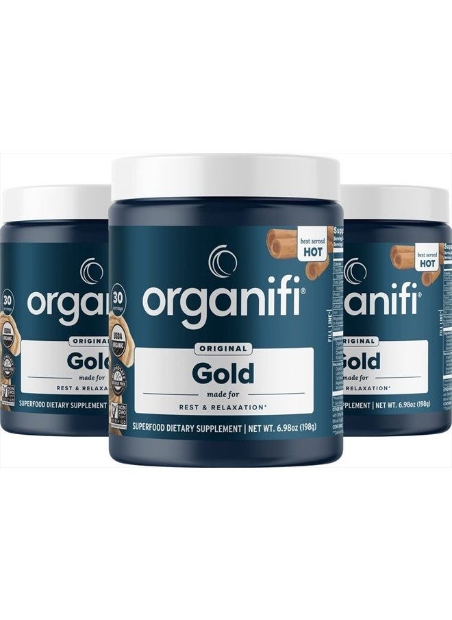 Organifi - : Gold - Superfood Supplement Powder- 90 Servings (3 Pack) - Stress Support, Better Rest, Relaxation and Promotes Restful Sleep - Turmeric and Reishi Infused - Image 1