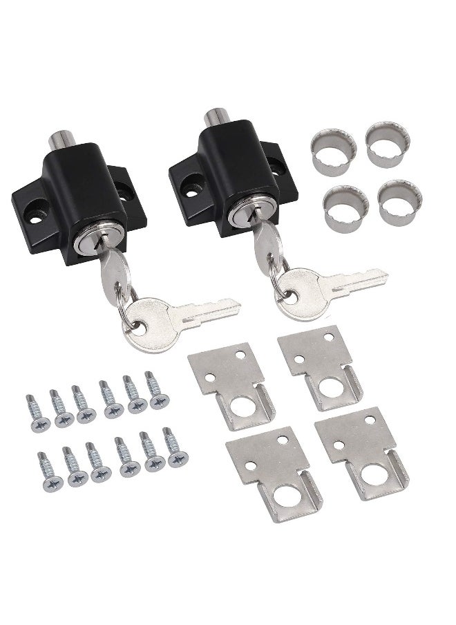 Generic Sliding Patio Lock, Door Lock Reinforcer Privacy Door Latch, Sliding Patio Lock Sliding Patio Door Latches Set, Security Lock Window and Patio Door Window Bolt Sliding Universal Locks 2Pcs Black  - Image 1