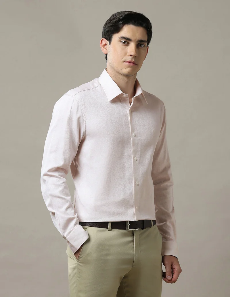 Arrow Beige Tailored Fit Solid 1851 Shirt for Men | Best Price UAE
