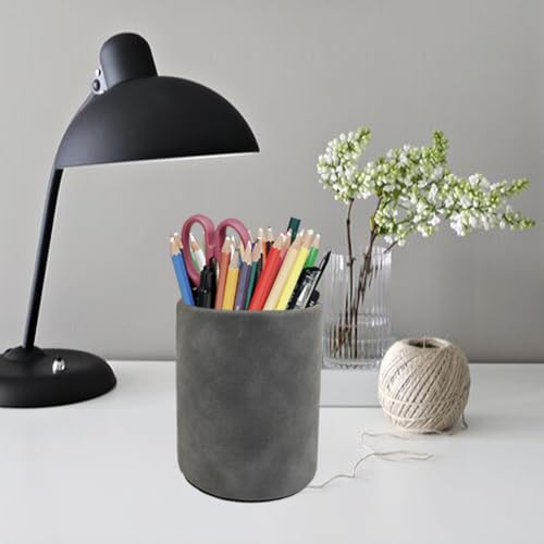 Fosinz Leather Pen Holder, Dark Gray Pencil Holder, Desktop Elegant Pen Holder for Desk, Stationery Organizer for School Office Home Dorm - Image 2