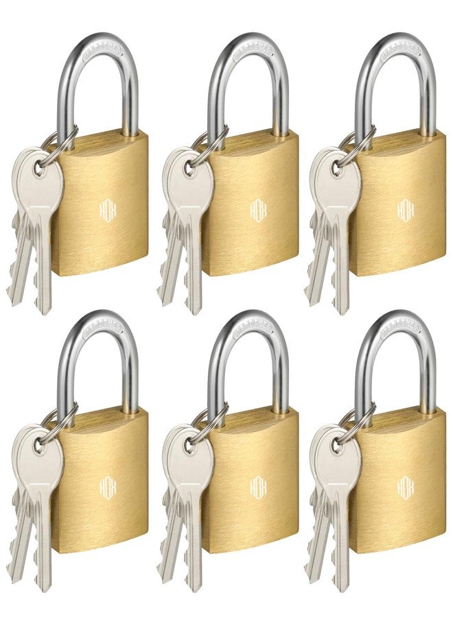 HOX 6-Pack Keyed Padlock, Waterproof and Rustproof, Solid Brass Lock with 1-1/4" Wide Body, Padlock with Keys for Storage Unit, Sheds, Garages and Fence - Image 1