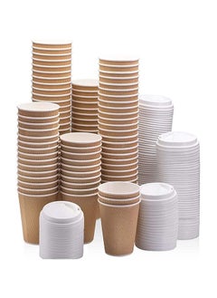 Ripple Cup Brown 12 Ounce With Lid Kraft Hot Tea Coffee Kahwa Hot Drinks 50 Pieces