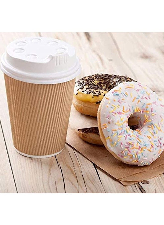 SNH Packing - Ripple Cup Brown 12 Ounce With Lid Kraft Hot Tea Coffee Kahwa Hot Drinks 50 Pieces - Image 1
