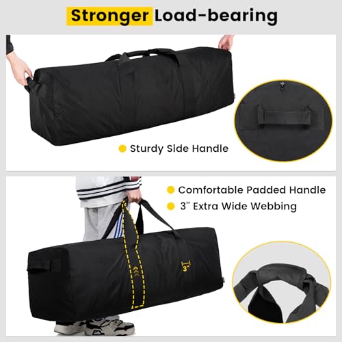 Vorspack Duffle Bag for Travel - 120L Extra Large Duffel Bag for Men Foldable Camping Bags for Weekender Gear Storage Overnight Tent Sports Moving - Black - Image 3