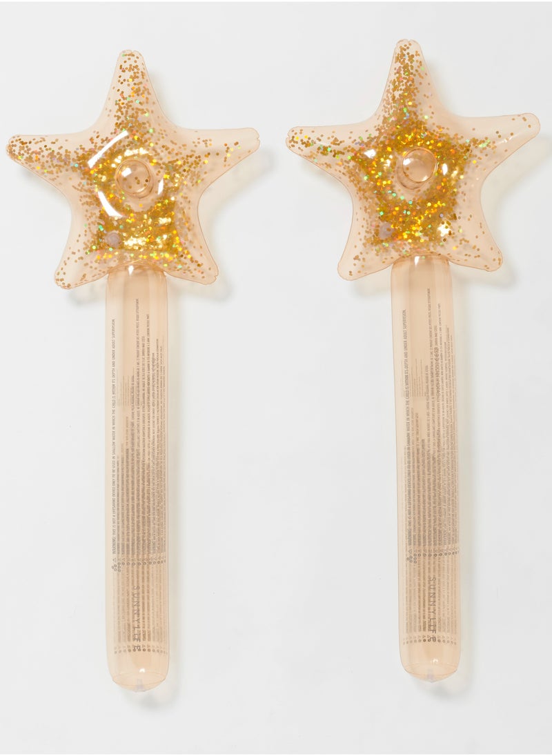 SUNNY LIFE Glittery Gold Star Wands – Set of 2 | Magical Glitter-Filled Star Batons for Kids, Party Favors, Costumes & Pretend Play Toys - Image 2