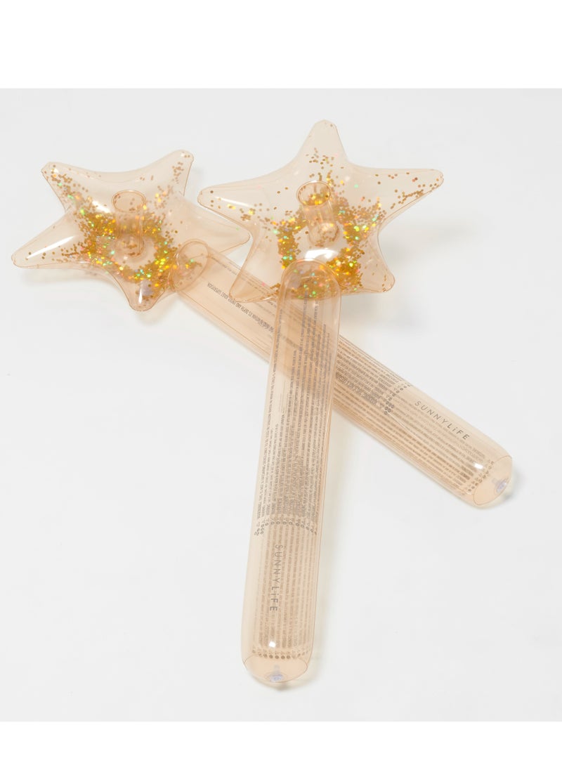 SUNNY LIFE Glittery Gold Star Wands – Set of 2 | Magical Glitter-Filled Star Batons for Kids, Party Favors, Costumes & Pretend Play Toys - Image 3