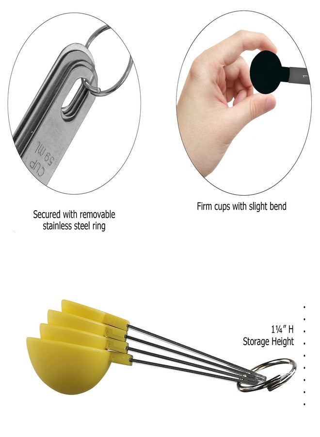 ريستون لويد ملاعق قياس ريستون لويد، 4 قطع، للمكونات الجافة والسائلة، مصنوعة من بلاستيك آمن غذائياً بمقابض من الفولاذ المقاوم للصدأ، لون ليموني - Image 4