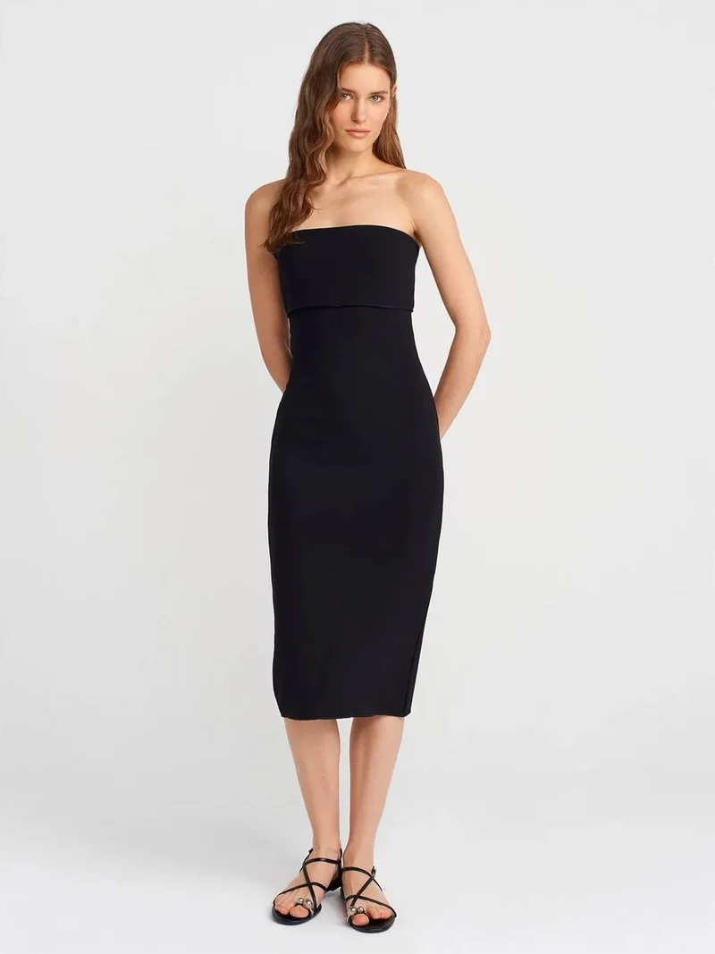 ديلفين Dilvin Strapless Bodycon Midi Dress