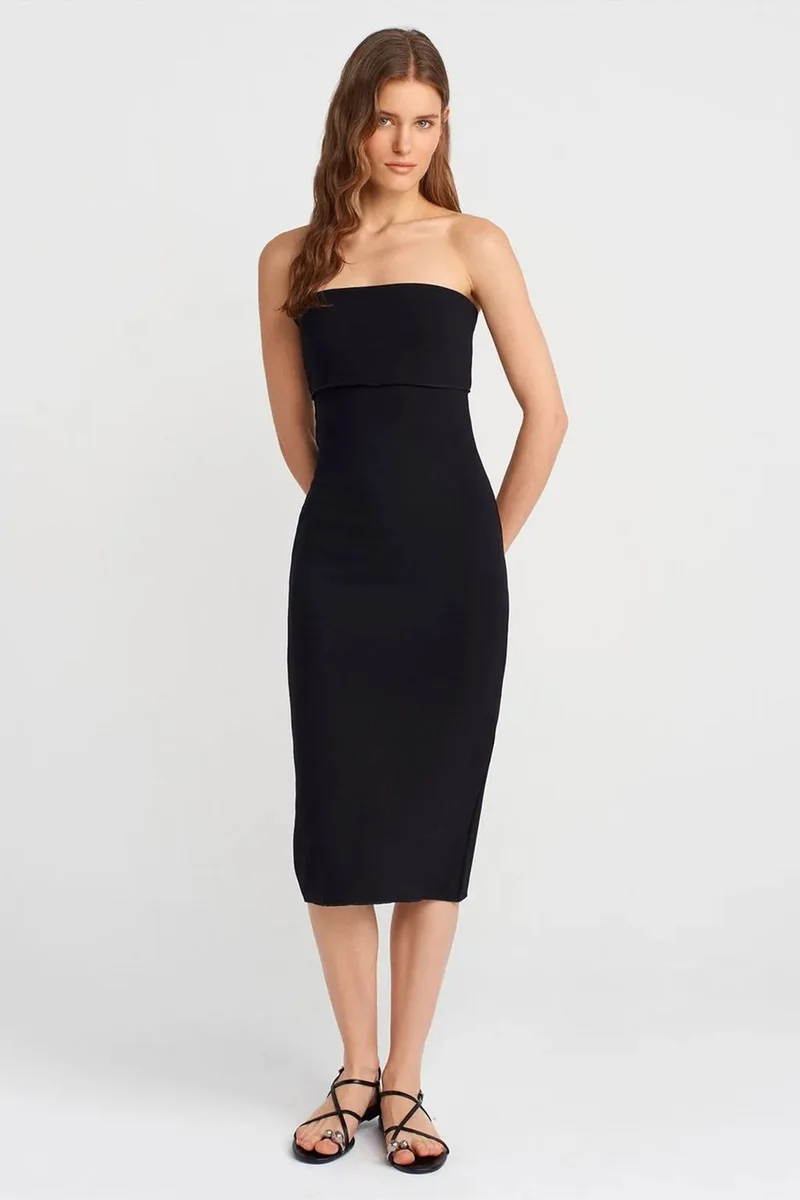ديلفين DILVIN Strapless Bodycon Midi Dress