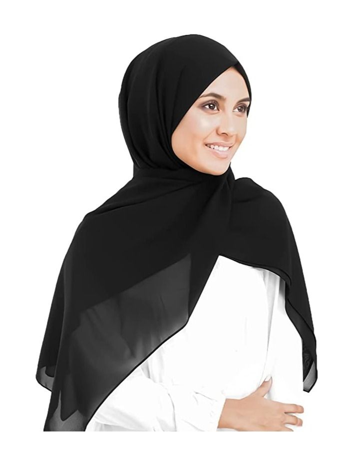 ELTRAZONE Chiffon Shailah Hijab Muslim Islamic Arab Scarf Headscarf Abaya Shawl Scarves Soft, - Image 1