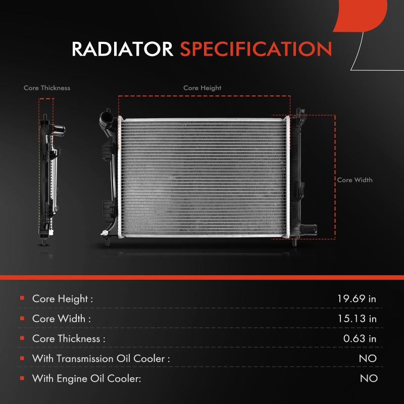 A-Premium A-Premium Engine Coolant Radiator Assembly Compatible with Hyundai Accent Veloster Kia Rio 2012-2017 L4 1.6L Manual Transmission  - Image 2