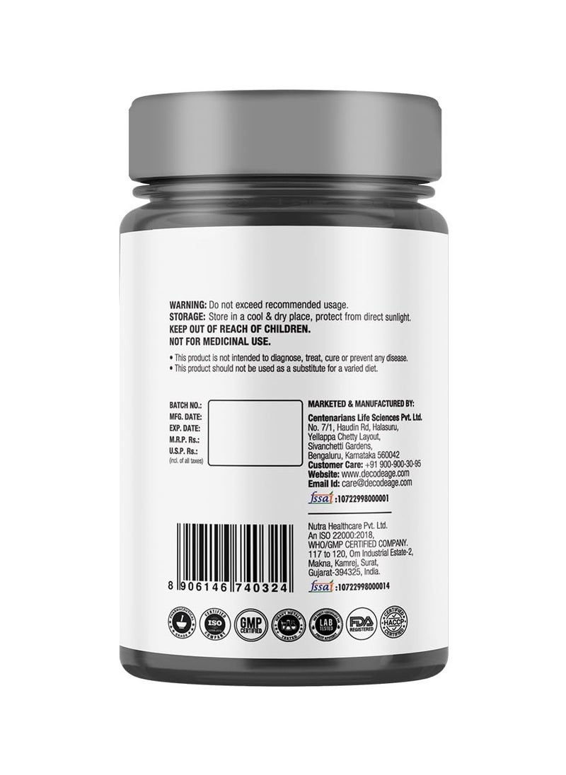 Decode Age Decode Age 98% Spermidine Trihydrochloride For induce autophagy, promotes heart health , enhances neuro protection, improves skin & hair 60 veg capsules.  - Image 3