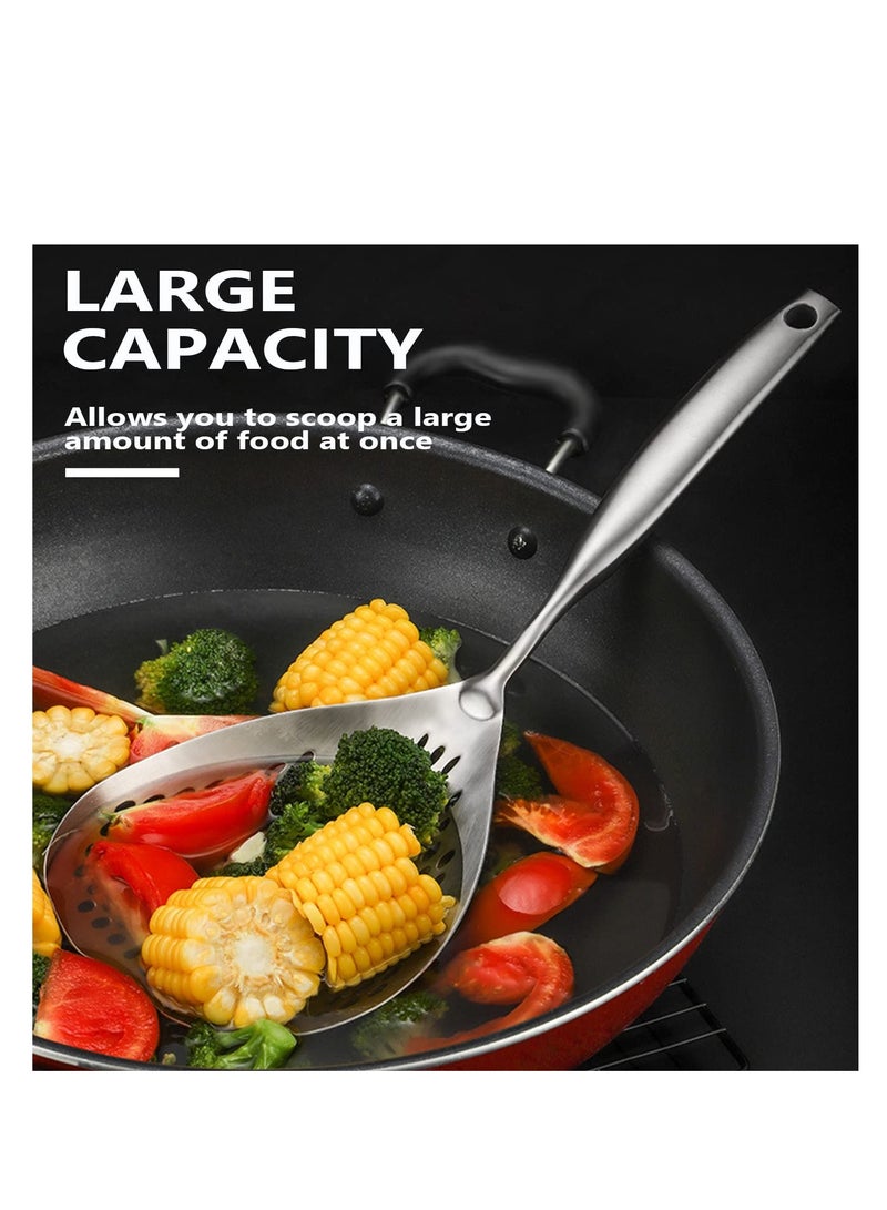 Skimmer Slotted Spoon 304 Stainless Steel Ladle Strainer for Cooking and Frying Pasta Kitchen Colander - Image 2