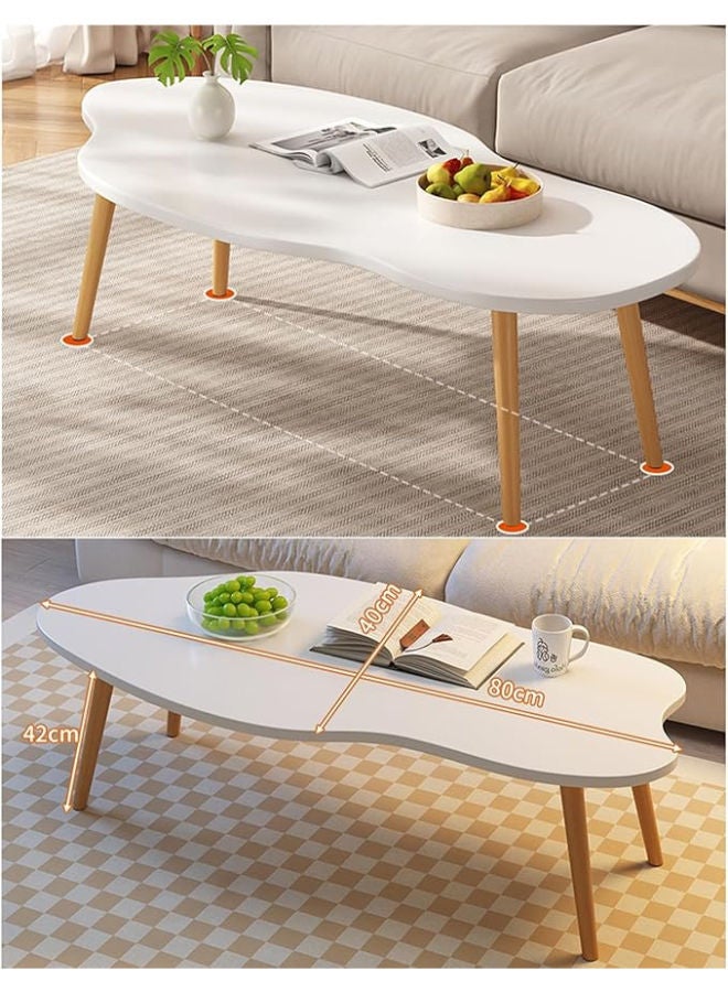 طاولة قهوة أنطول - طاولة شاي بيضاء كريمية، تصميم عصري غير منتظم لغرف المعيشة، تركيب سهل - Image 1