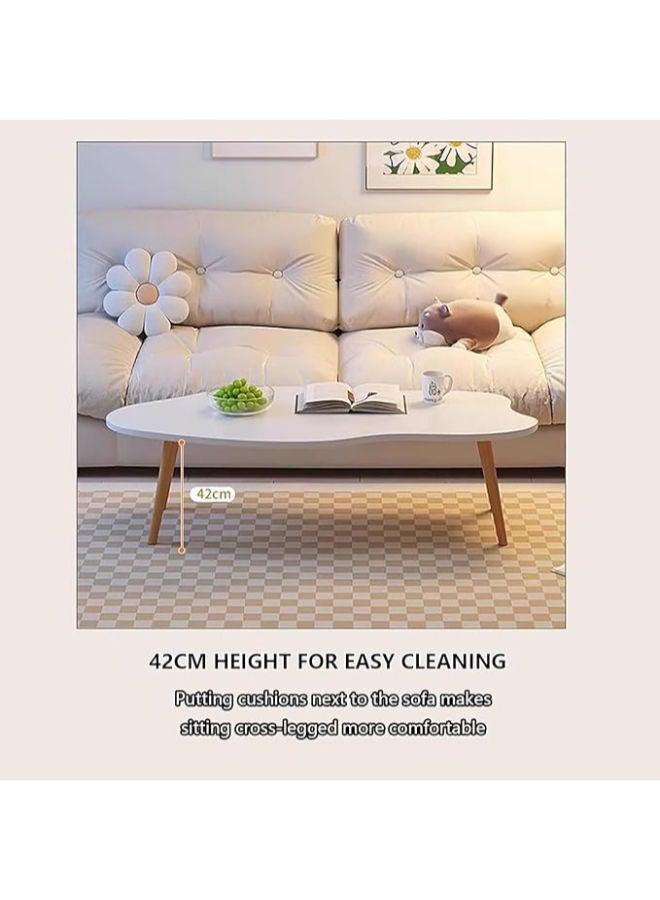 طاولة قهوة أنطول - طاولة شاي بيضاء كريمية، تصميم عصري غير منتظم لغرف المعيشة، تركيب سهل - Image 2