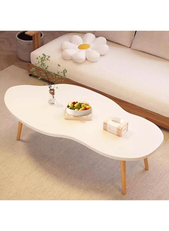 طاولة قهوة أنطول - طاولة شاي بيضاء كريمية، تصميم عصري غير منتظم لغرف المعيشة، تركيب سهل - Image 3
