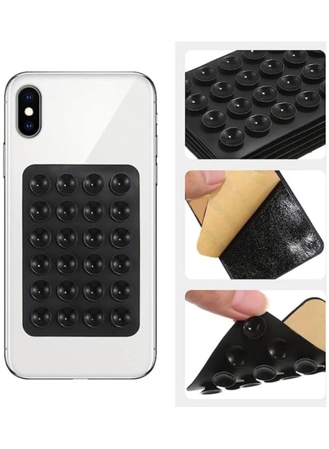 S-TOP Silicone Suction Phone Case Mat with Suction Cup Adhesive Mount, Suction Cup Phone Holder Car Mount Hands-Free Mobile Holder | Phone Suction Cup Gripper Stickers On The Wall - Pack of 5 (Black) - Image 2