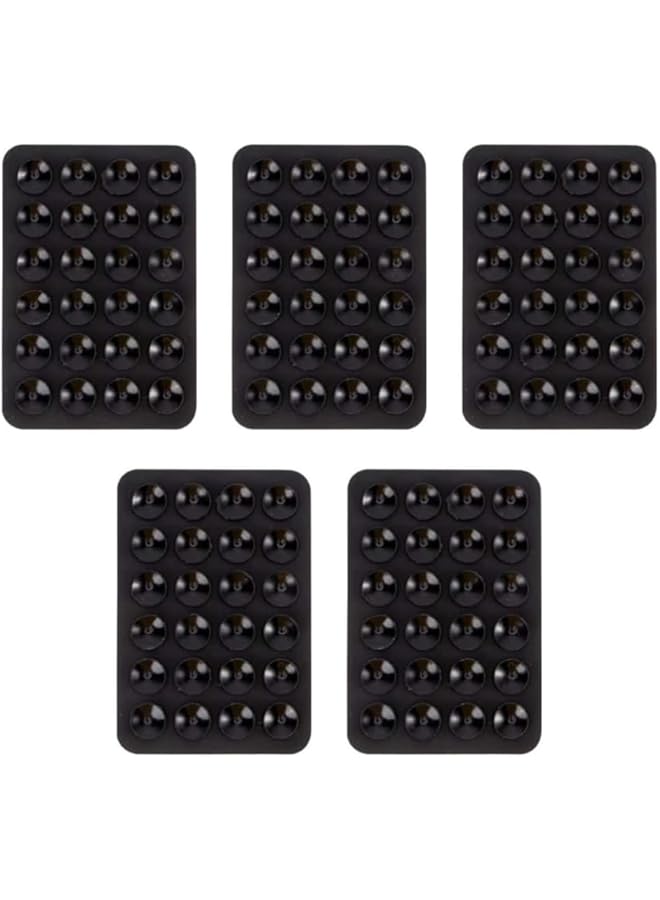 S-TOP Silicone Suction Phone Case Mat with Suction Cup Adhesive Mount, Suction Cup Phone Holder Car Mount Hands-Free Mobile Holder | Phone Suction Cup Gripper Stickers On The Wall - Pack of 5 (Black) - Image 1