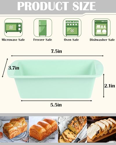 SmartKitch Mini Silicone Bread Loaf Pan NonStick Bread Pans for BakingFlexible Silicone Baking Molds for Bread Cake Meatloaf Size 75L x 37W x 21H 4PCSRedGreenWhitePurple - Image 3