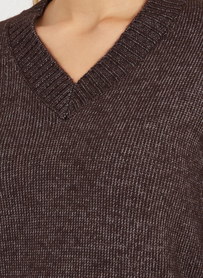 Styli Styli Flat Knit V Neck Sweater Mini Dress  - Image 3