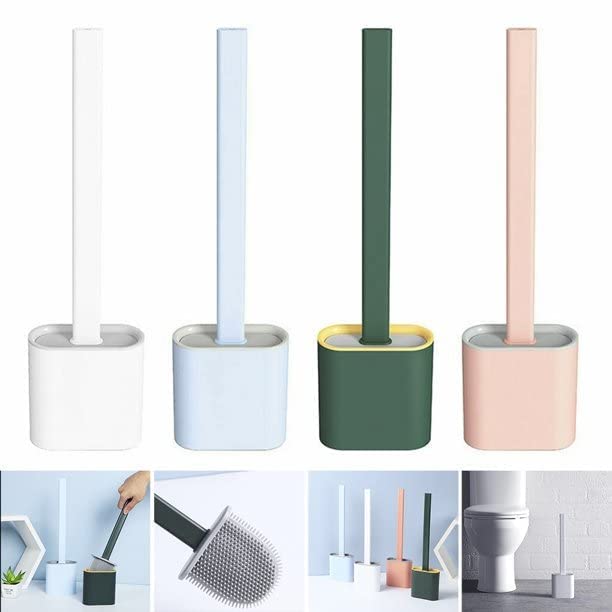 HEKIBE Silicon Toilet Brush with Slim Holder Flex Toilet Brush Anti-drip Set Toilet Bowl Cleaner Brush, No-Slip Long Handle Soft Silicone Toilet Brush with Wall Hook (Toilet Brushes) - Image 2
