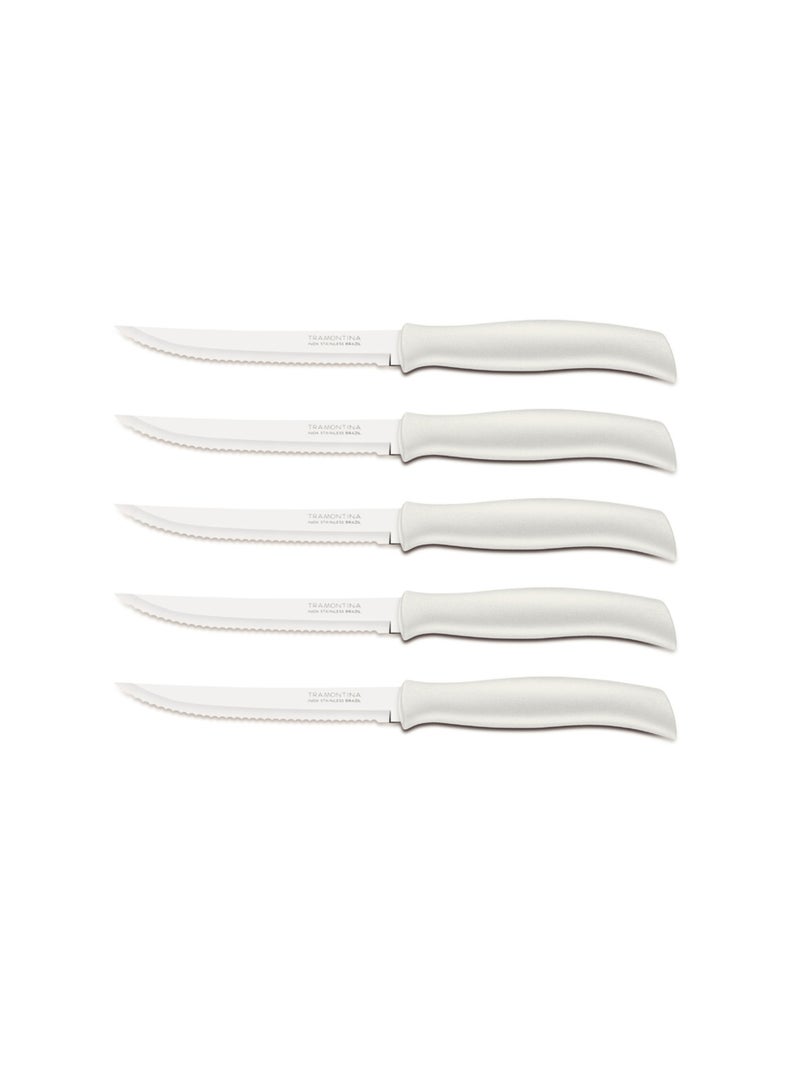 TRAMONTINA 6 Pieces Set Tramontina Athus Steak Knife 5 inch   White Made in Brazil 