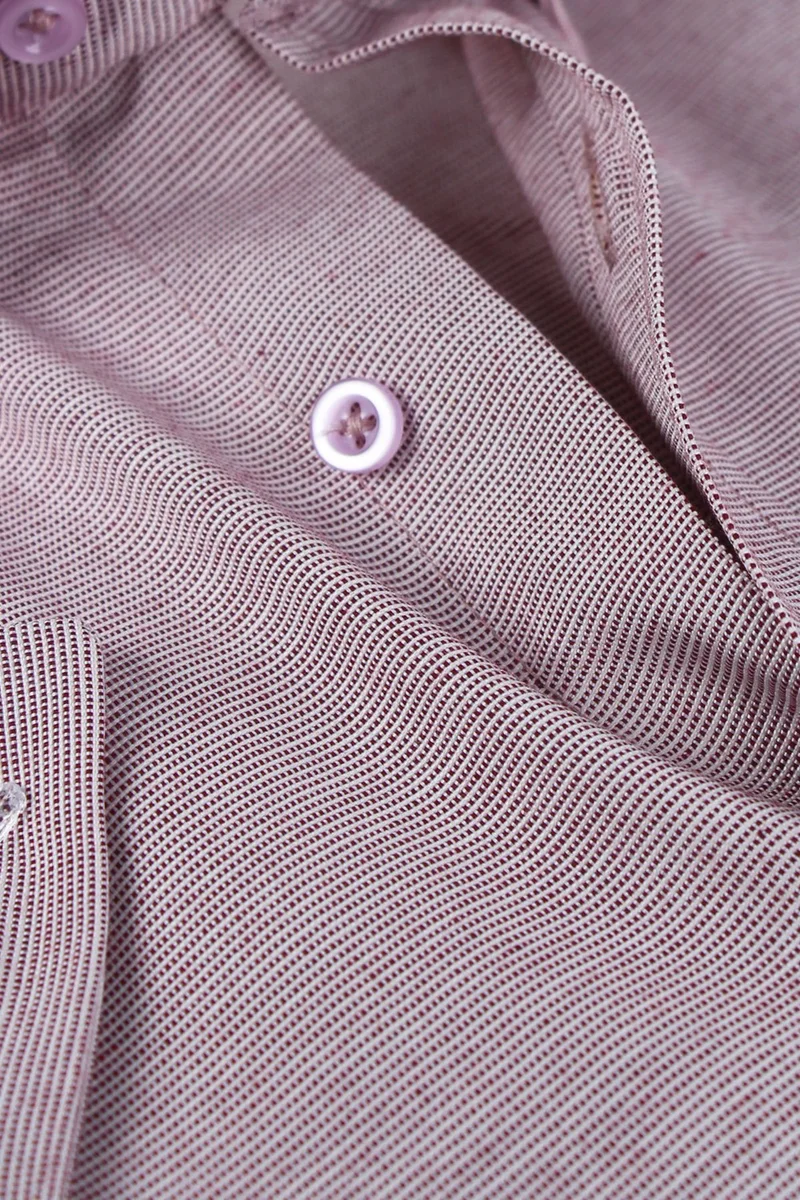 Varetta Men's Pink Linen Effect Pocket Long Sleeve Cotton Shirt