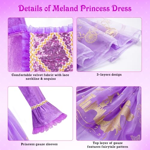 Meland Princess Dress Up for Girls 38 Dress Up Clothes for Girls Halloween Costumes Birthday Gift for Toddler Girls - Image 5