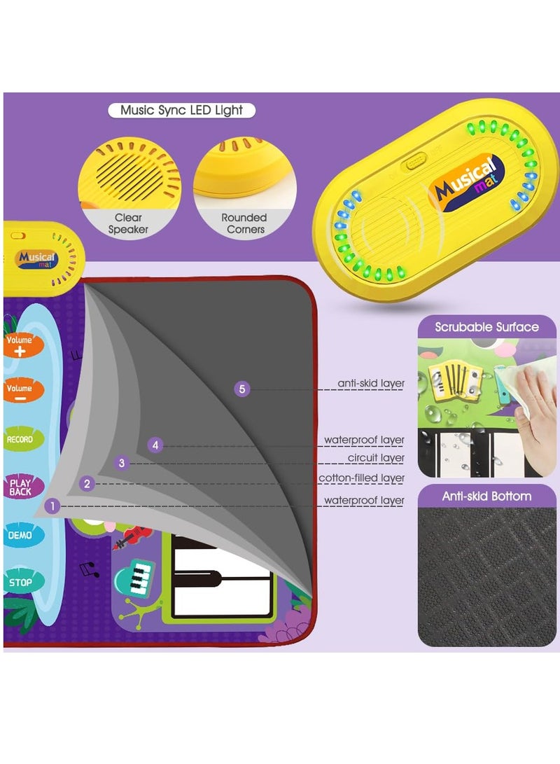 Bebiland Baby Musical Mat, Baby Toys 2-in-1 Toddler Musical Toys Piano Keyboard Drum Mat with 2 Sticks, Early Education Learning Floor Blanket for 1 2 3 4 5 Year Old Kids Birthday Present  - Image 4