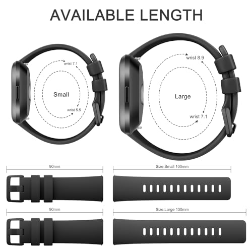 Tobfit Soft Strap Compatible for Fitbit Versa 2 (Watch Not Included), Flexible Premium Elastomer TPU Adjustable Watch Band, Sport Replacement Watchstrap for Women Men (S, Black) - Image 2
