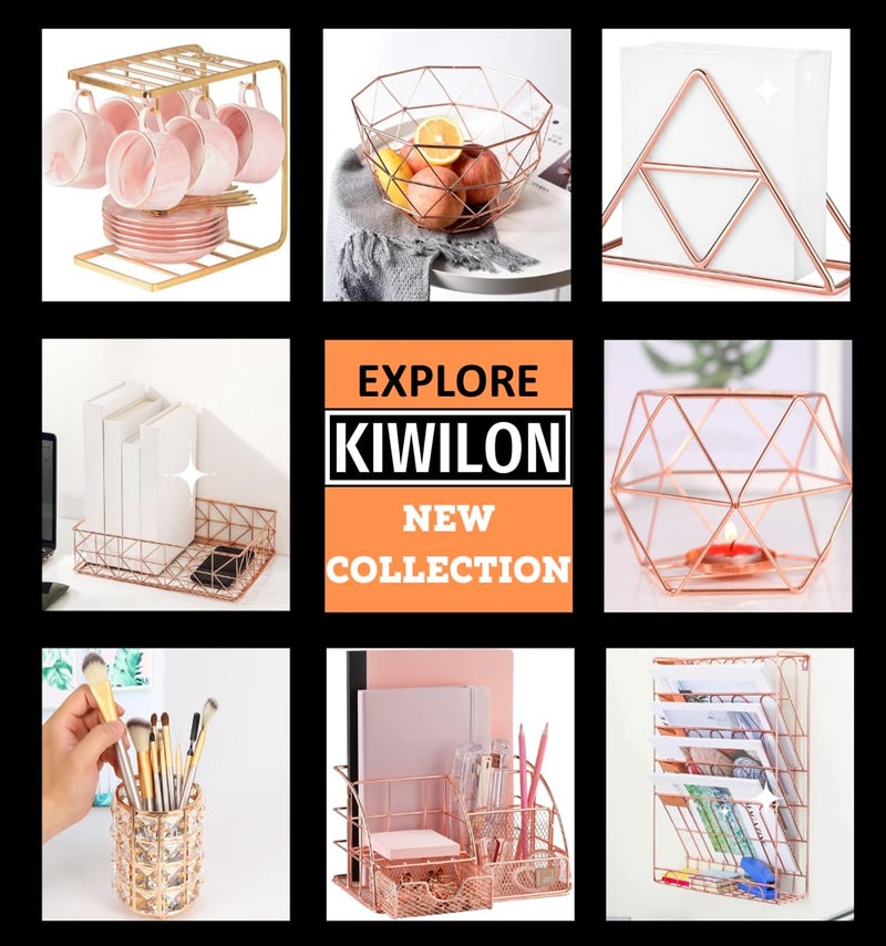 Kiwilon Metallic Golden Tissue Paper Holder for Dining Table, Kitchen, Bathroom Mesh Design with Bamboo Lid and Mobile Holder Slot - Image 5