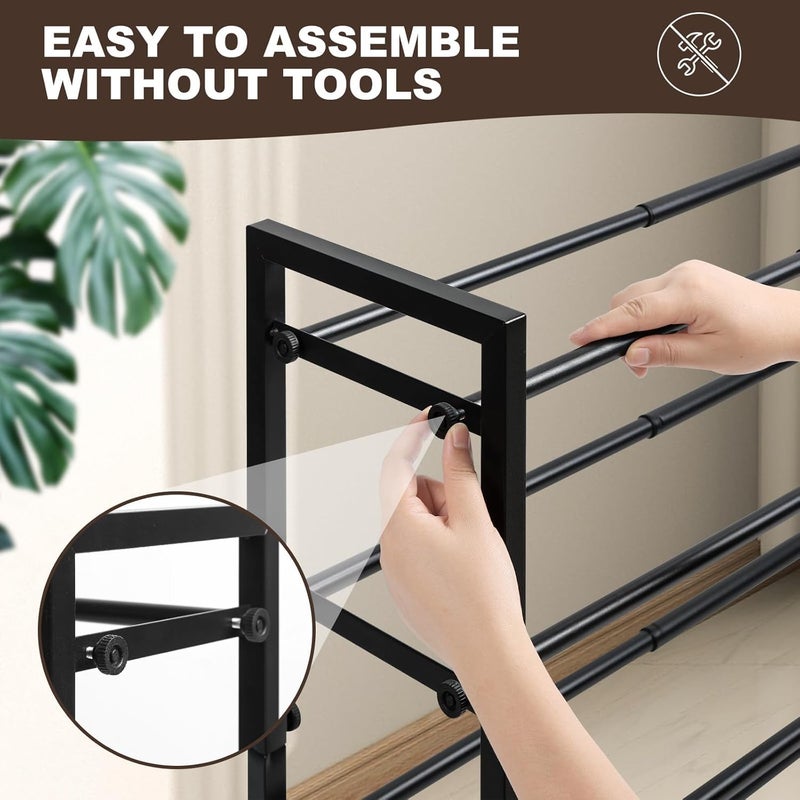 SALADAYS 4-Tier Expandable Shoe Rack, Adjustable Shoe Storage Shelf Organizer, Sturdy and Durable Metal Structure Free Standing Shoe Rack for Closet Entryway Doorway(Black) - Image 5