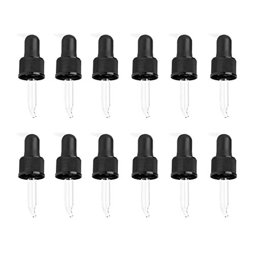 holistic oils Small Essential Oil Dropper Tops – 6‑Pack Bent Glass & Rubber Bulbs – Fits 5ml Bottles (Boston Round 18/415) – Leak-Proof & Reusable – Great for Thicker Oils & DIY Blends - Image 1