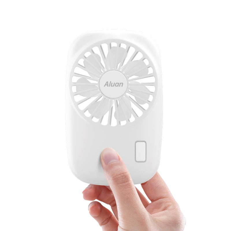 Aluan Handheld Fan Mini Fan Powerful Small Personal Portable Fan Speed Adjustable USB Rechargeable Cooling for Kids Girls Boys Woman Home Office Travel White