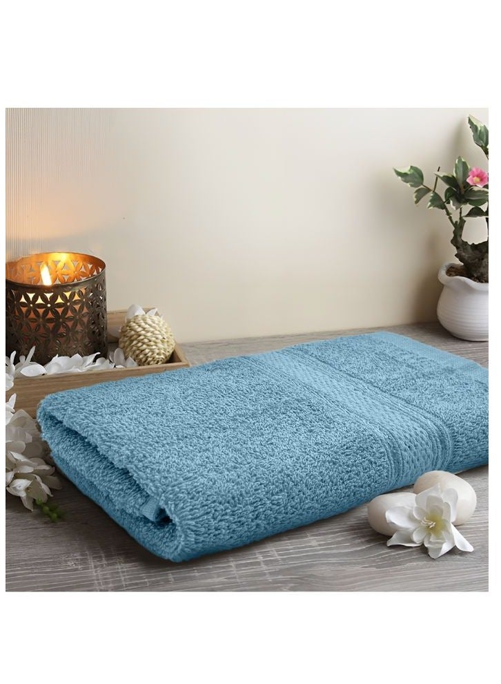 BYFT Daffodil Light Blue Premium Hand Towel (40x60Cm-Set of 1) Cotton, Highly Absorbent and Quick dry, Hotel and Spa Quality Bath linen with Stripe Diamond Dobby-500Gsm