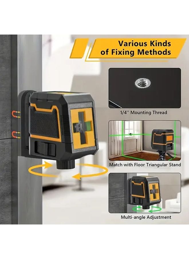 Orange 2 Line High Precision Laser Level Green Beam Portable Indoor Outdoor Tool - Image 4