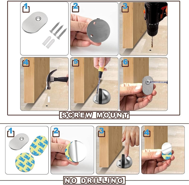 4 Pack Magnetic Door Stoppers - Stainless Steel Wall and Floor Protectors - Image 2