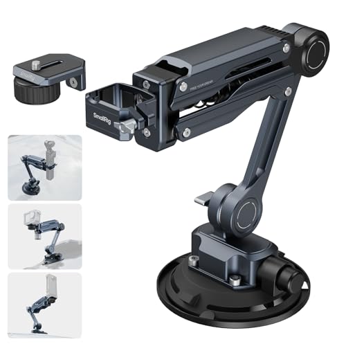 SMALLRIG Mini Shock Absorber Arm, 4-inch Vacuum Suction Cup, Double Spring and Hydraulic Damping, Car Mount for DJI Osmo Pocket 4 3/Action 6/5 Pro/4, for GoPro Hero13/12/11, for Insta360 X5/4/3-5123 - Image 1
