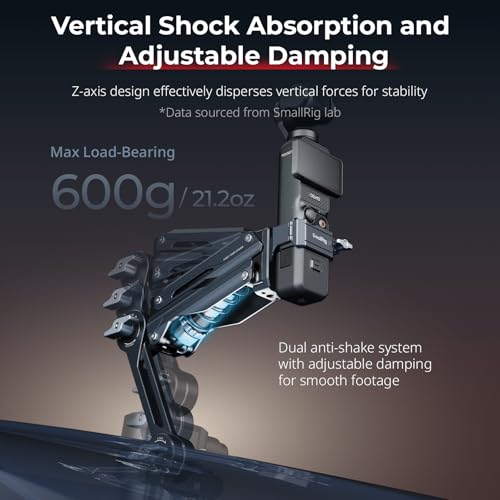 SMALLRIG Mini Shock Absorber Arm, 4-inch Vacuum Suction Cup, Double Spring and Hydraulic Damping, Car Mount for DJI Osmo Pocket 4 3/Action 6/5 Pro/4, for GoPro Hero13/12/11, for Insta360 X5/4/3-5123 - Image 2